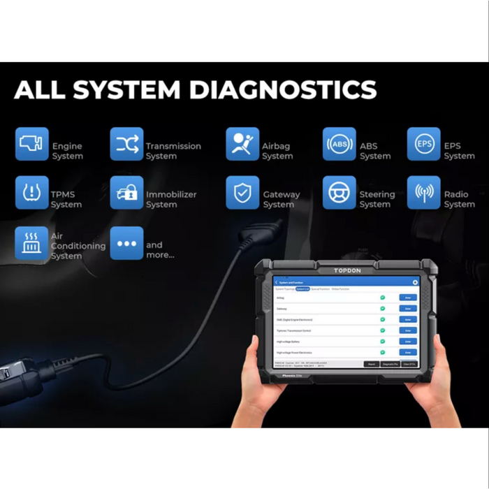 Black TOPDON Phoenix Elite Professional Diagnostic Scan Tool Vehicle Diagnostic Scanners