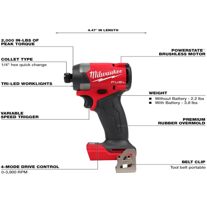 Dark Slate Gray Milwaukee M18 FUEL GEN3 18V Brushless Cordless 1/4" Impact Driver (Tool-Only)