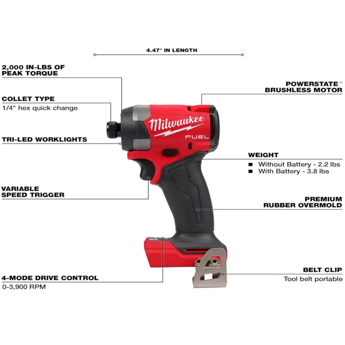 Milwaukee M18 FUEL GEN3 18V Brushless Cordless 1/4" Impact Driver (Tool-Only)