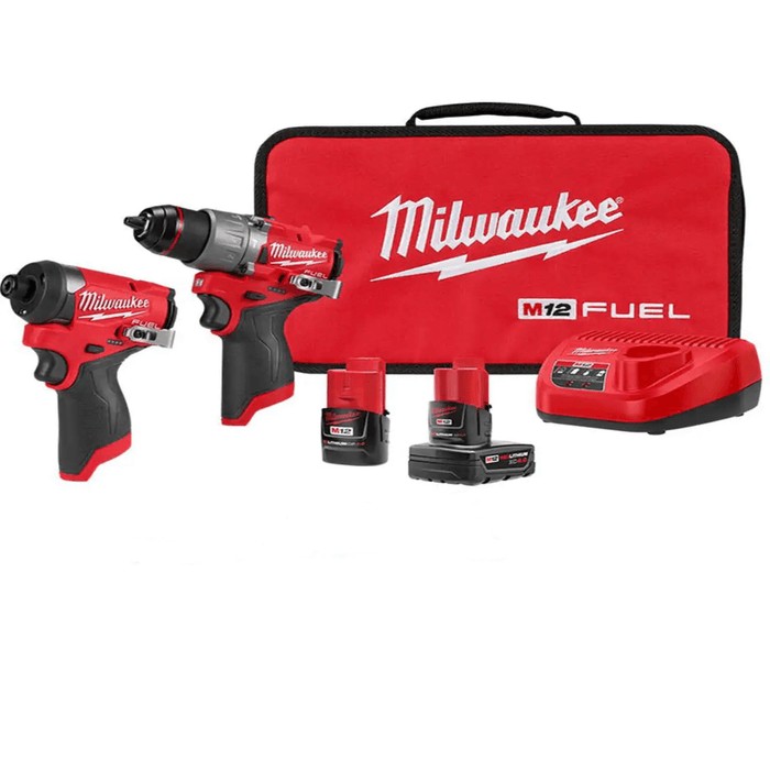 Dark Slate Gray Milwaukee M12 FUEL Brushless Hammer Drill and Impact Driver Combo Kit (2-Tool)