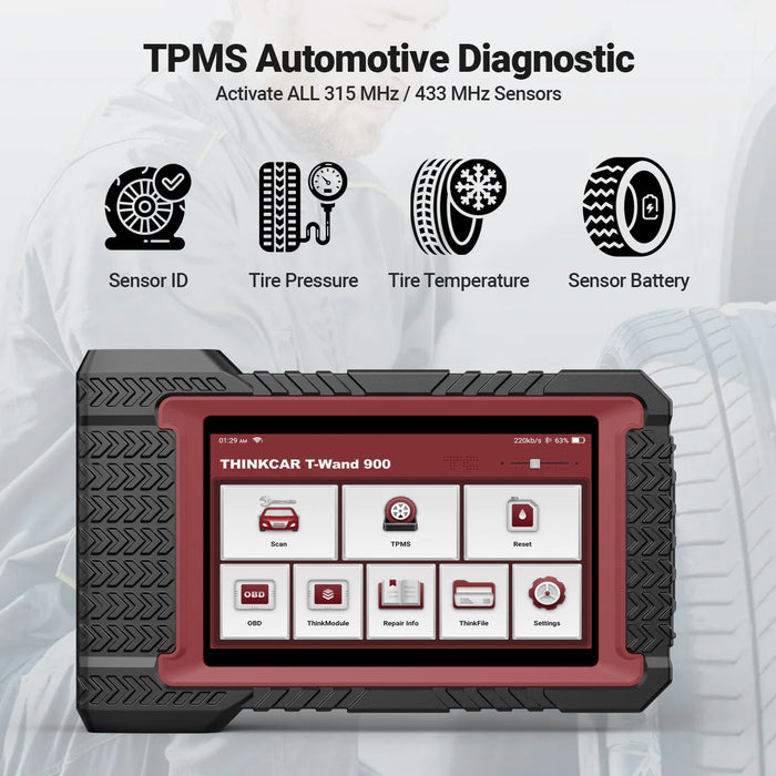 Light Gray THINKCAR T Wand 900 TPMS Diagnostic Tool ( 5 Free Sensors ) Diagnostic Scan Tool
