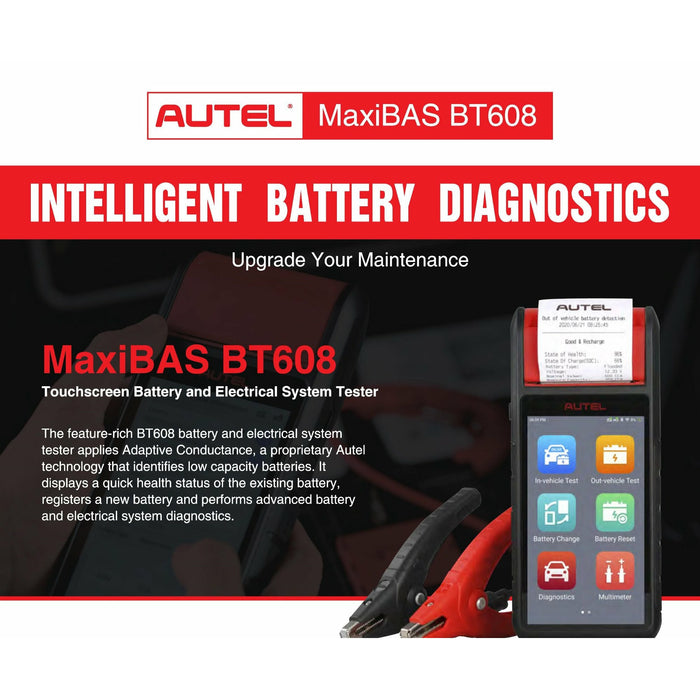 Salmon AUTEL MaxiBAS BT608E Battery Tester, Electrical System Analyser Battery Tester