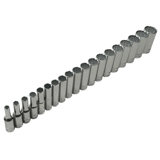 Light Slate Gray Blue Point 3/8" Tube Sockets 6mm -24mm, Double Hex Sockets