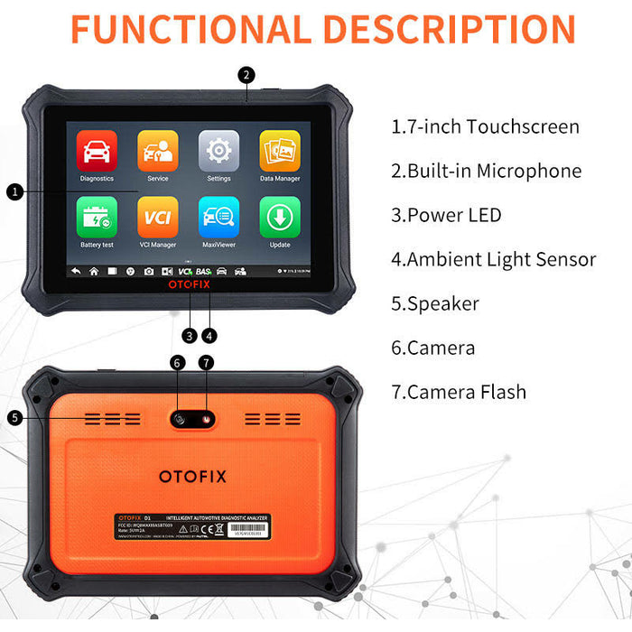 Dark Slate Gray OTOFIX D1 Professional Diagnostic Scan Tool Bi-Directional Vehicle Diagnostic Scanners